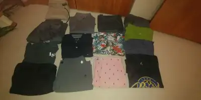 14 pieces of mens clothing all for $25. from left to right see descriptions below. Size S beige West...