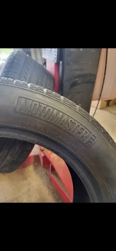 Reliable set of four MotoMaster all season tires size 205/55R16. Tires have 8/32nd tread remaining....