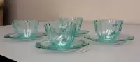 Vintage Depression Glass Cups and Saucers