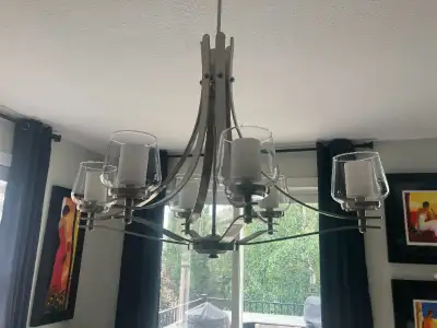 Chandelier light - satin nickel with 6 lights, View more