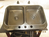 2 stainless kitchen sinks-dual tubs