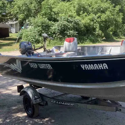 Like new, 16ft Scorpion 1480 Deepwater, Yamaha riveted aluminum boat 9.9 hp MLHW Yamaha 2 stroke out...