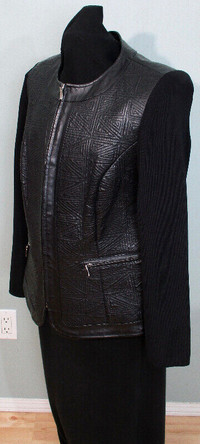 Women's Nygard Black Leather Coat/Jacket, Large 14-16