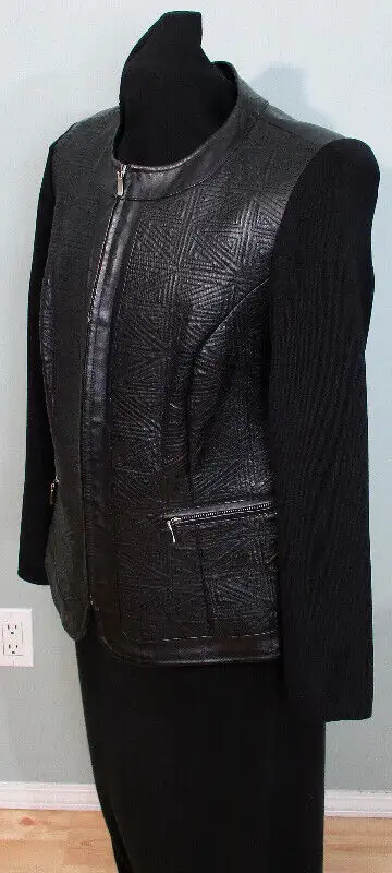 Women's Nygard Black Leather Coat/Jacket, Large 14-16, View more