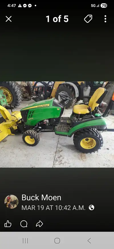 JD 1025R FOR SALE Only 175 hrs stored indoors in great condition $29,000 comes with: 54 quick hitch...