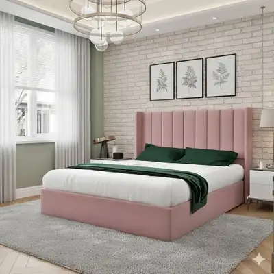 Baby Pink Bedframe | Queen Bed Frame | Storage Beds | King Size, View more