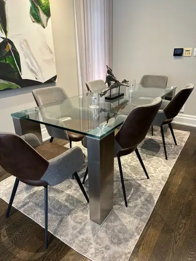 Premium Glass Dining Table with Six Chairs, View more