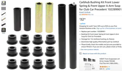 Club Car Precedent Golf Cart NEW Bushing Kit, View more