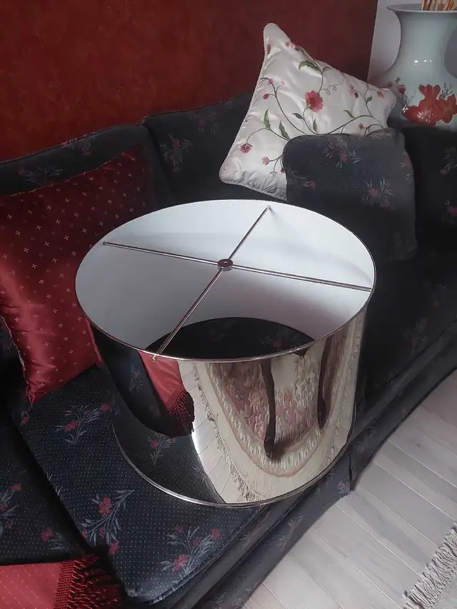 LG HEAVY RESTORATION HARDWARE  DRUM SHADE - POLISHED CHROME in Indoor Lighting & Fans in Markham / York Region - Image 3