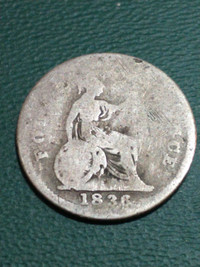1836 England William III .925 silver shilling coin