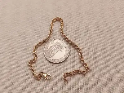 Yellow gold bracelet 14K . 7 inches. 2.3 grams.., View more