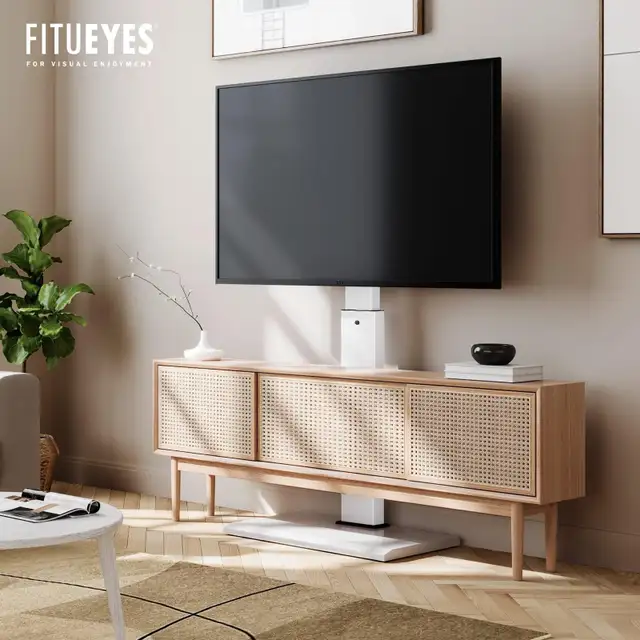 FITUEYES White TV Stand for 32-65 inch TV Metal Base  in TV Tables & Entertainment Units in Markham / York Region - Image 3