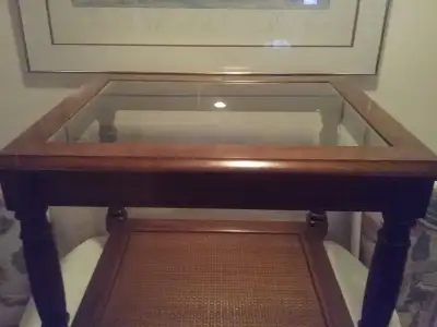 End Side Table Wood with Glass, View more