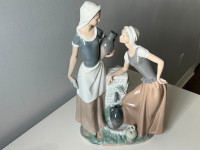 16'' Large Nao by Lladro figurine  2 girls Talking at Water Well