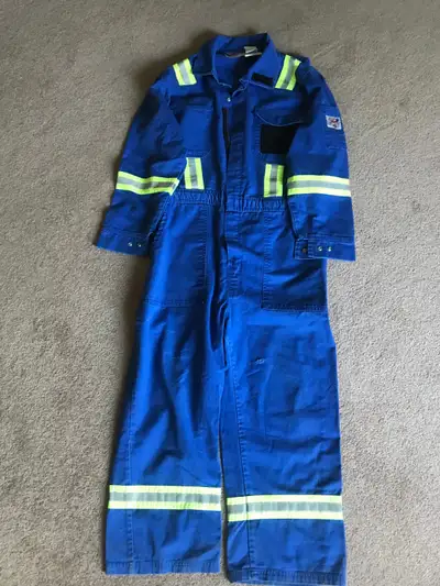 (Item 1) (Brand: Westex INC) Men's Royal Blue Flame-Resistant Coverall with Reflective Tape. Fire-Re...