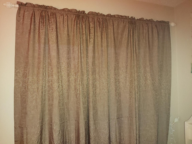 Beautiful Brown/Gold Inlay Curtains - 3 panels in Home Décor & Accents in Bedford - Image 4