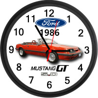 1986 Ford Mustang GT 5.0 Convertible (Jalepeno Red) Wall Clock