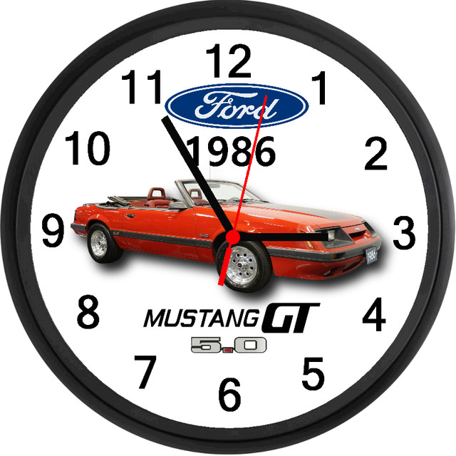 1986 Ford Mustang GT 5.0 Convertible (Jalepeno Red) Wall Clock in Other in Hamilton