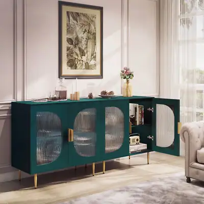 Sideboard Buffet Cabinet with Glass Doors Wood Accent Cabinet wi in Hutches & Display Cabinets in Markham / York Region - Image 7