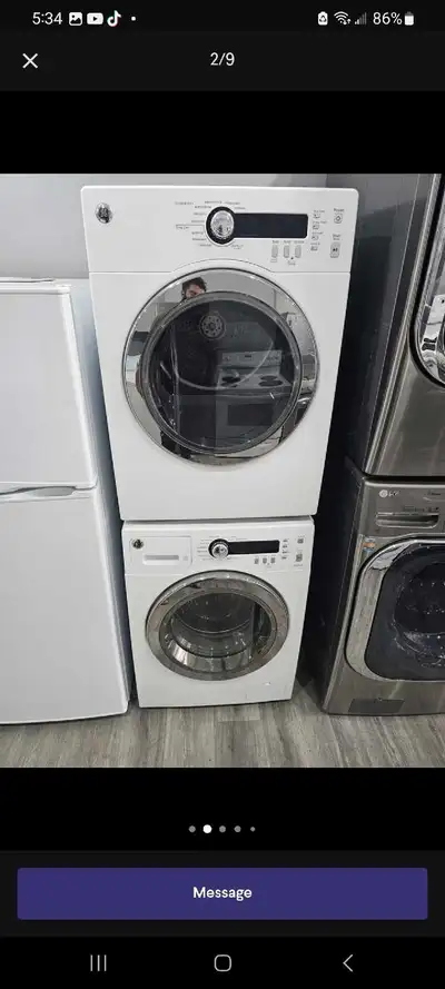 GE !! 24 W FRONT LOAD WASHER ELECTRIC DRYER SET , View more