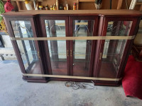 Wood & Glass Display  Buffet Hutch Cabinet with floor light