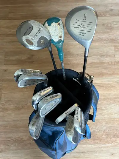 Golf clubs and bag, View more