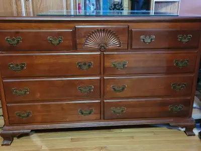 ANTIQUE CHERRY WOOD DRESSERS AND BED FRAME - $300 OBO, View more