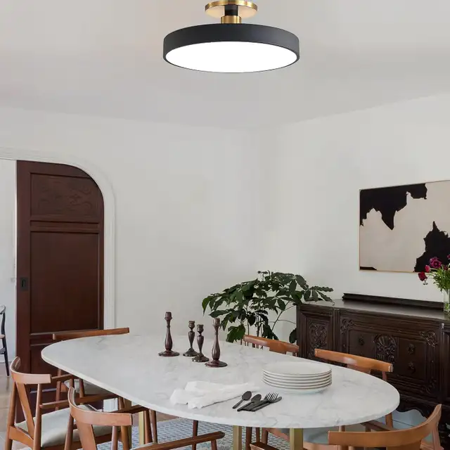 Modern LED Semi Flush Mount Ceiling Light Black 48W Mid Century in Indoor Lighting & Fans in City of Toronto - Image 7