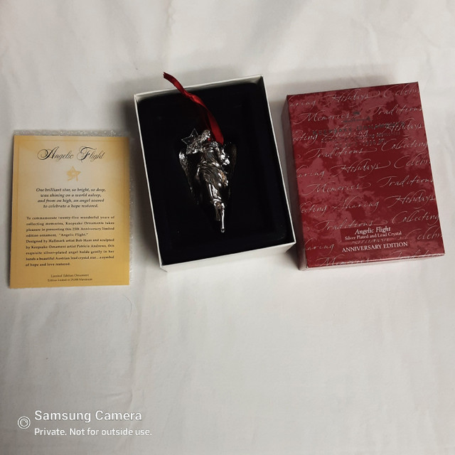 New in box Silver Plated Hallmark 25 Anniversary Angel Ornament in Holiday, Event & Seasonal in Calgary