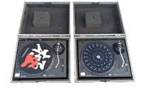 Technics SL-1200MK2 direct drive turntables with road cases