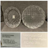 NEW-Mikasa Crystal Platters - Georgian Cut