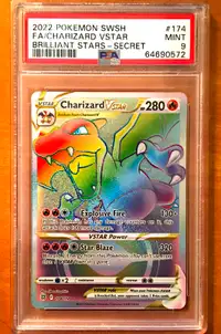Pokemon PSA 9 Charizard VStar Rainbow #174 Secret Rare