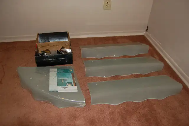 Oblong Frosted Glass Floating Shelf (one left) in Bookcases & Shelving Units in Edmonton - Image 8