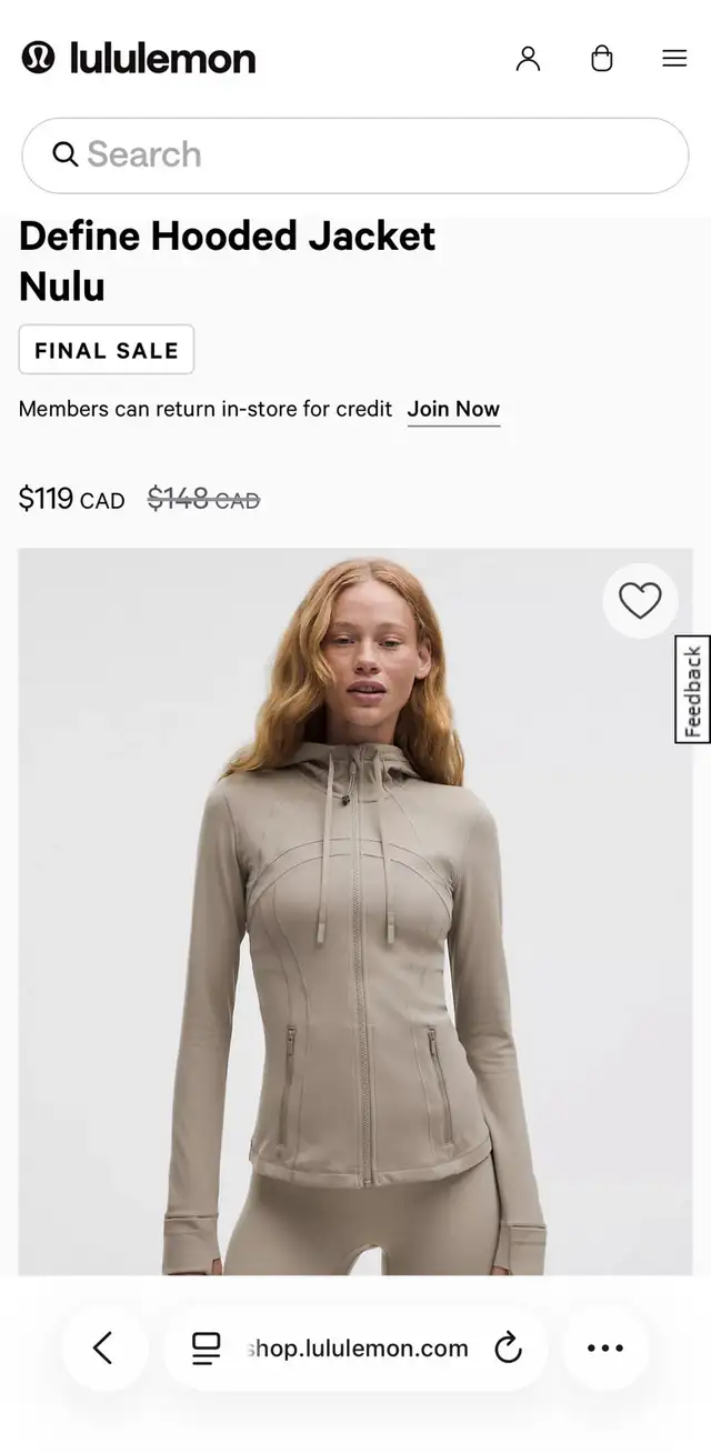 lululemon define hoodie beige size 4 in Women's - Tops & Outerwear in City of Toronto - Image 2