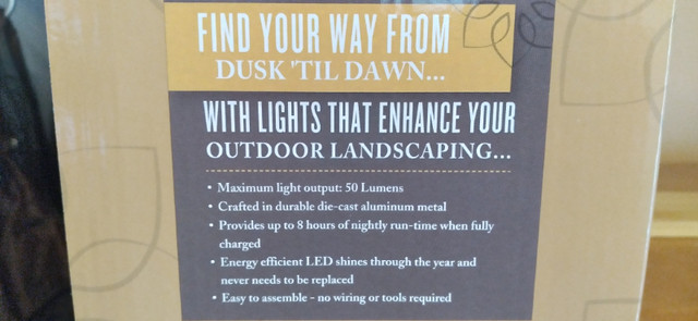 2 PACK OUTDOOR LED SOLAR SPOTLIGHTS, OIL-RUBBED BRONZE 50 LUMENS in Outdoor Lighting in Sarnia - Image 3