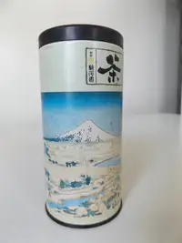 ORIGINAL VINTAGE JAPANESE CYLINDER TEA TIN w/ PLASTIC TOP/ LID
