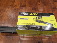 New in Box! Ryobi 40V Brushless Chainsaw w/4AH Battery+Charger