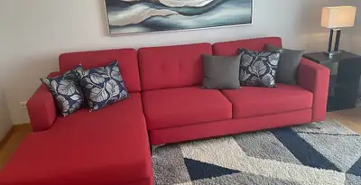 beautiful red sectional sofa in very good condition, View more