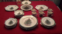 Vintage SPODE CHRISTMAS TREE- England 6 Dinner Settings Plus