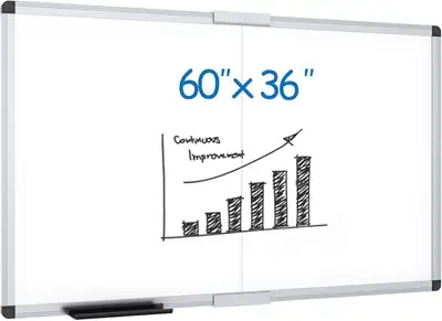 VIZ-PRO Dry Erase Whiteboard 60x36, Silver, View more