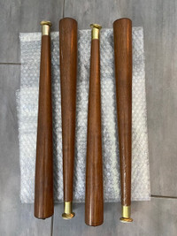 Solid wood MCM furniture legs with brass 17.25, 10.25, 5.0 inch
