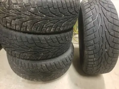 Uniroyal tiger paw ice & snow tires 4 x 205/60/16. Two tires have 7/32 (40%) & two have 8/32 (50%) t...