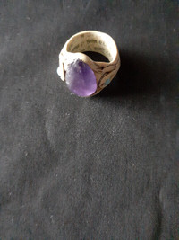 925 silver purple  crystal frog ring