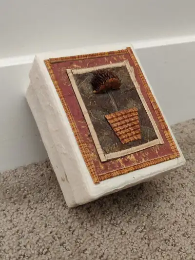 Small Handmade Paper Mache Flower Storage Box Container Case, View more