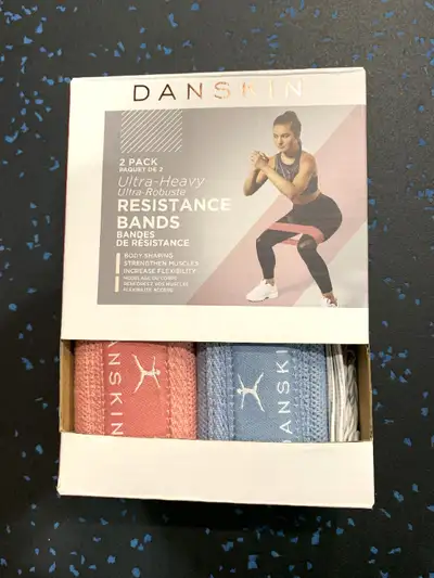 Danskin Large Fabric Bands - Blue/Mauve - 2pk, View more