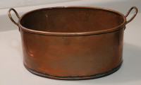 Vintage Rare Large Oval Copper Planter with Brass Handles