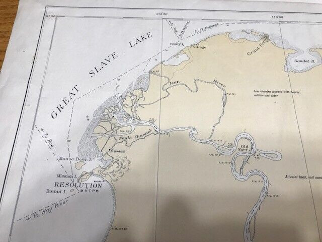 *Slave River NWT, Ft Smith to Resolution, 1928 linen vintage map in Arts & Collectibles in Yellowknife - Image 3