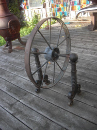Antique Steampunk Wheelbarrow Wheel Garden Art