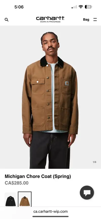 NEW CARHARTT MICHIGAN CHORE JACKET MEN SIZE LARGE BROWN, View more