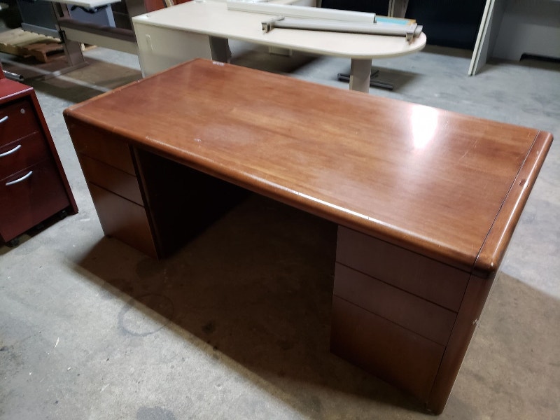 Office Desk Table with 2Drawer Crendenza Solid Wood Kruger Desks